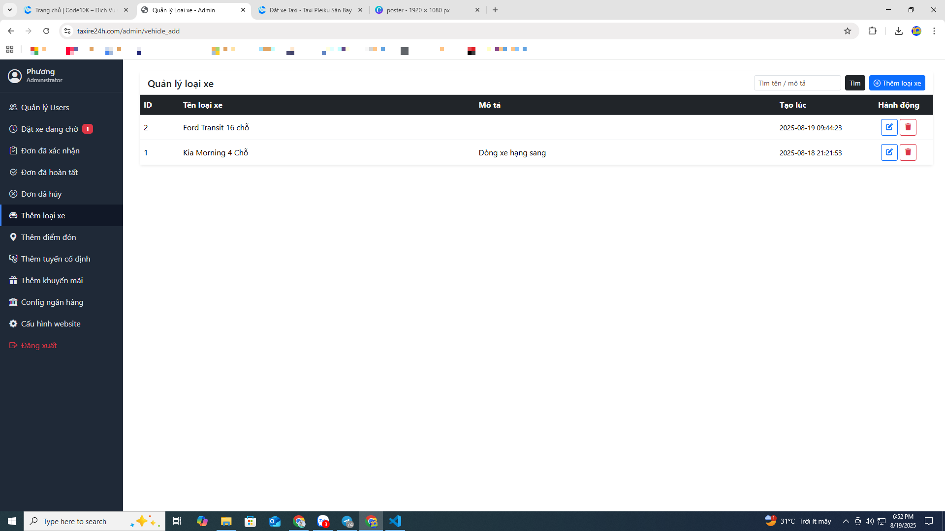 Website Booking Taxi & Đặt xe ghép - tiện chuyến