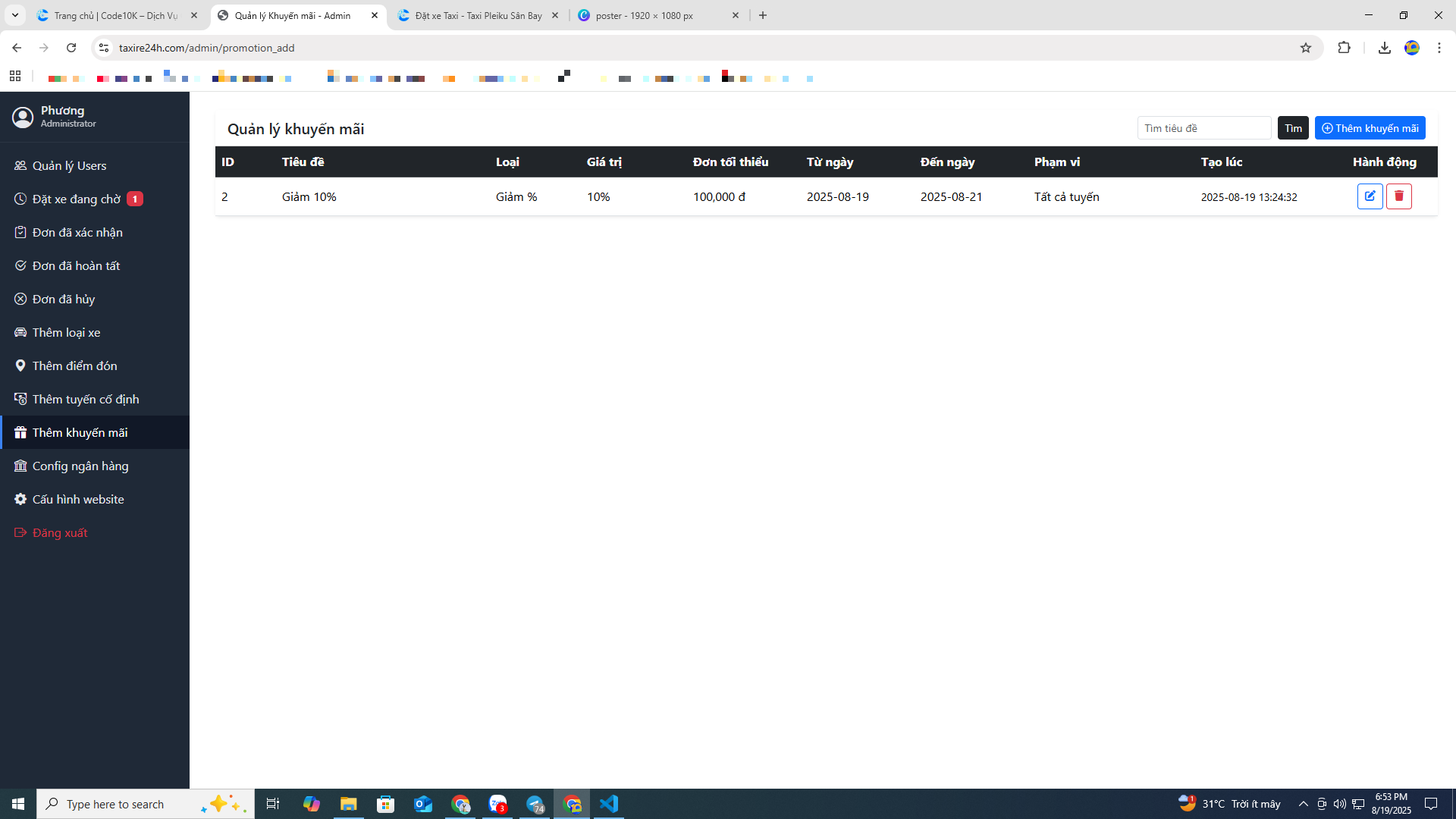 Website Booking Taxi & Đặt xe ghép - tiện chuyến