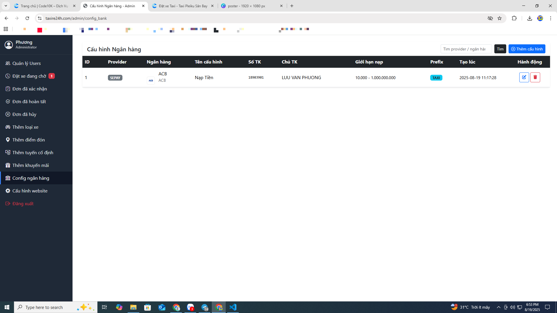 Website Booking Taxi & Đặt xe ghép - tiện chuyến