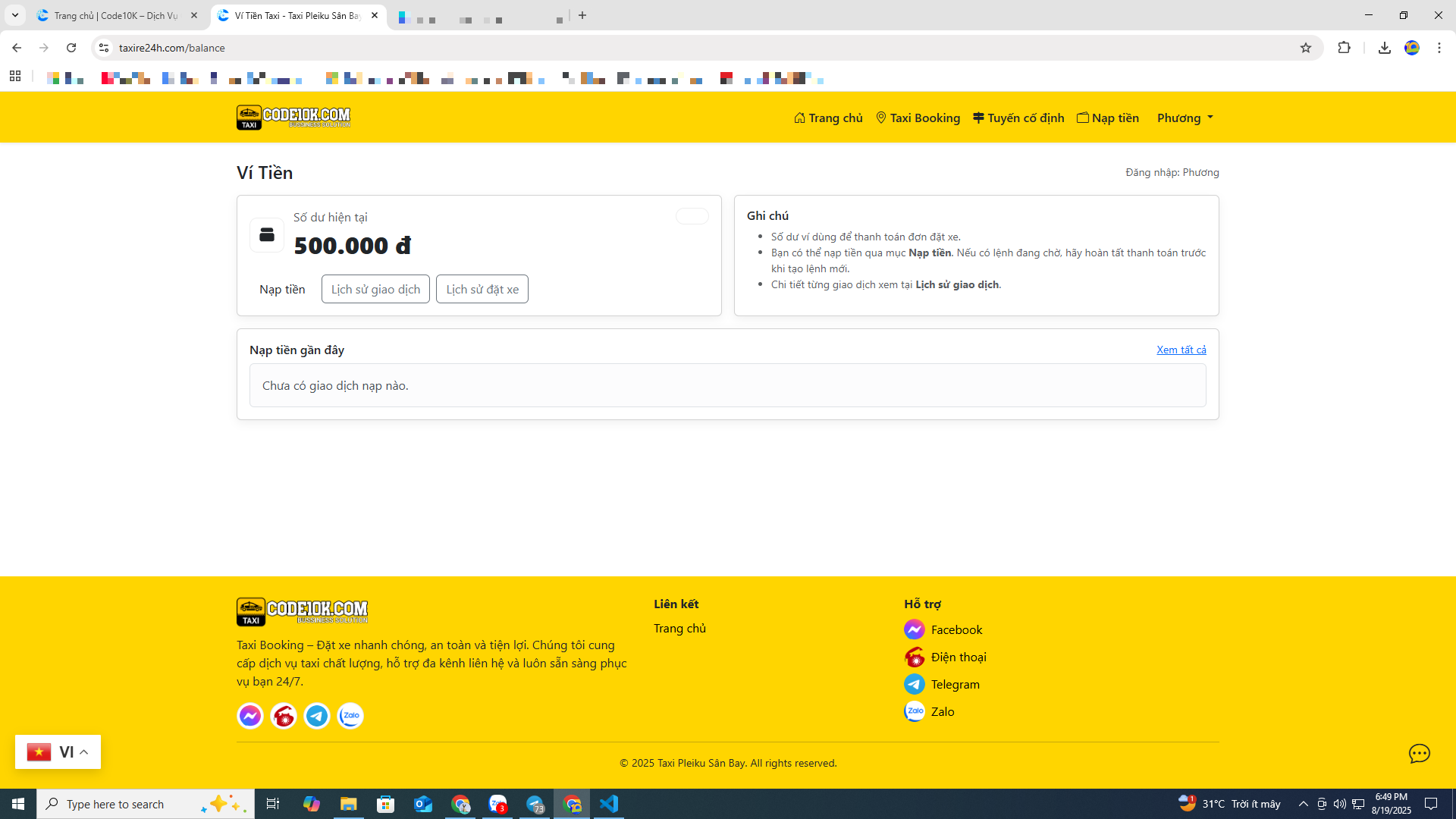 Website Booking Taxi & Đặt xe ghép - tiện chuyến