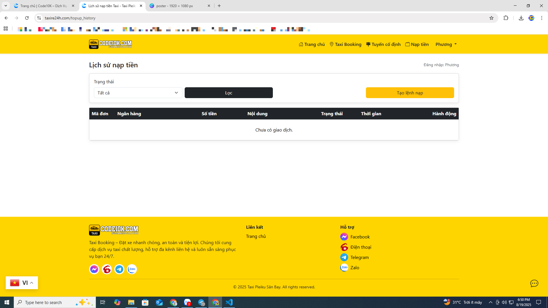 Website Booking Taxi & Đặt xe ghép - tiện chuyến